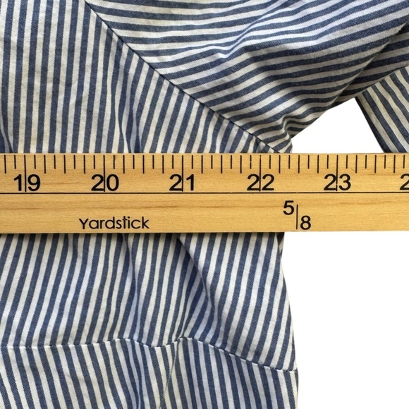 Talbots Women’s Plus Size 1X Blue/White Ruffle Collar Striped Long Sleeve Shirt - Picture 6 of 8